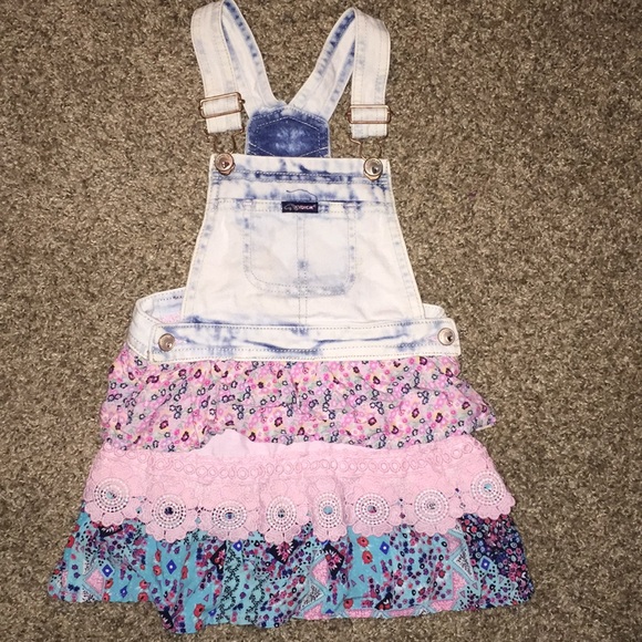 Jordache Other - Jordache Washout Jean Overalls Floral Skirt